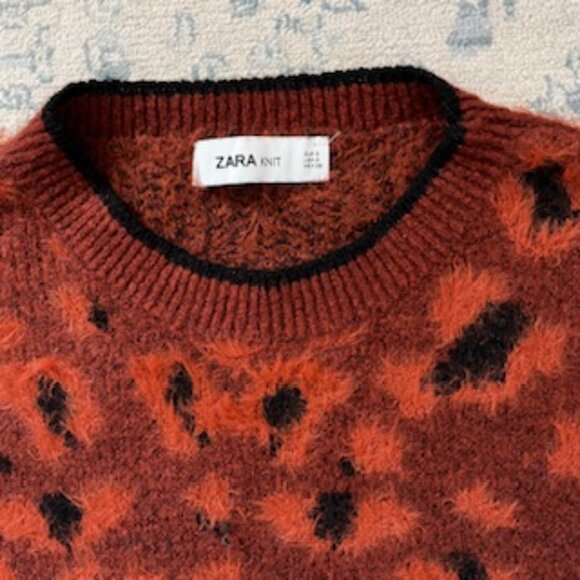 🧡3/15 Zara  Knit Animal Print Oversized Soft Feel Sweater Women's S - Picture 3 of 9